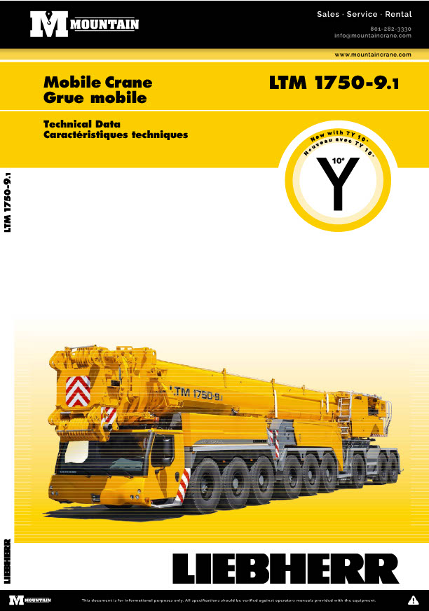 Liebherr LTM 1750-9.1 Load Chart
